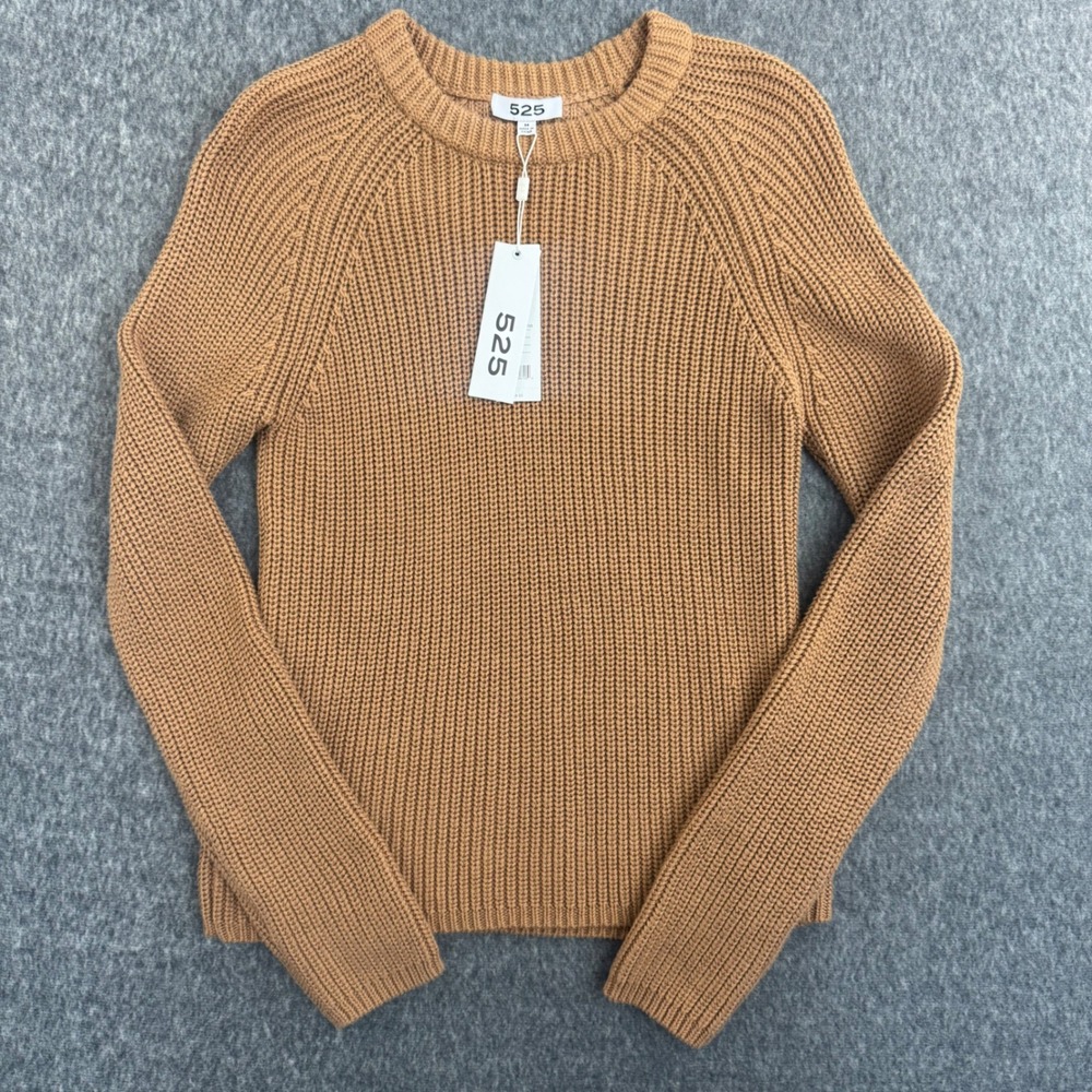 525 Ribbed Crew Neck Sweater Womens Medium Cinnamon Brown Cotton NEW cozy